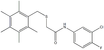 N1-(3-chloro-4-fluorophenyl)-2-[(2,3,4,5,6-pentamethylbenzyl)thio]acetamide Struktur