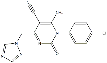 6-amino-1-(4-chlorophenyl)-2-oxo-4-(1H-1,2,4-triazol-1-ylmethyl)-1,2-dihydro-5-pyrimidinecarbonitrile,,结构式