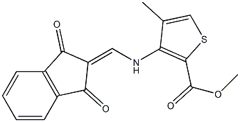 methyl 3-{[(1,3-dioxo-1,3-dihydro-2H-inden-2-yliden)methyl]amino}-4-methyl-2-thiophenecarboxylate Struktur