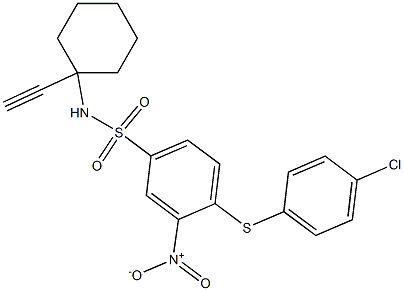 N1-(1-eth-1-ynylcyclohexyl)-4-[(4-chlorophenyl)thio]-3-nitrobenzene-1-sulfonamide Struktur