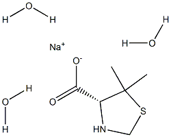 sodium (4R)-5,5-dimethyl-1,3-thiazolane-4-carboxylate trihydrate,,结构式