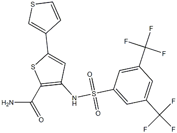 3-({[3,5-di(trifluoromethyl)phenyl]sulfonyl}amino)-5-(3-thienyl)thiophene-2-carboxamide Structure