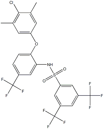 N1-[2-(4-chloro-3,5-dimethylphenoxy)-5-(trifluoromethyl)phenyl]-3,5-di(trifluoromethyl)benzene-1-sulfonamide Structure