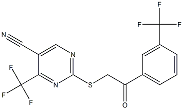 2-({2-oxo-2-[3-(trifluoromethyl)phenyl]ethyl}sulfanyl)-4-(trifluoromethyl)-5-pyrimidinecarbonitrile Struktur
