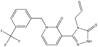 3-(4-allyl-5-thioxo-4,5-dihydro-1H-1,2,4-triazol-3-yl)-1-[3-(trifluoromethyl)benzyl]-2(1H)-pyridinone 化学構造式