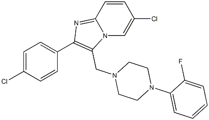 6-chloro-2-(4-chlorophenyl)-3-{[4-(2-fluorophenyl)piperazino]methyl}imidazo[1,2-a]pyridine,,结构式
