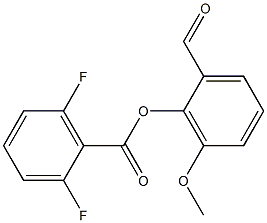 2-formyl-6-methoxyphenyl 2,6-difluorobenzoate 化学構造式