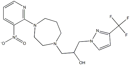 1-[4-(3-nitro-2-pyridyl)-1,4-diazepan-1-yl]-3-[3-(trifluoromethyl)-1H-pyrazol-1-yl]propan-2-ol 化学構造式