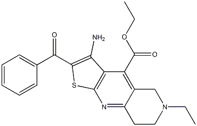 ethyl 3-amino-2-benzoyl-6-ethyl-5,6,7,8-tetrahydrothieno[2,3-b][1,6]naphthyridine-4-carboxylate Struktur