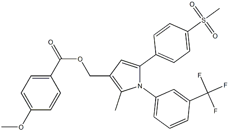 {2-methyl-5-[4-(methylsulfonyl)phenyl]-1-[3-(trifluoromethyl)phenyl]-1H-pyrrol-3-yl}methyl 4-methoxybenzenecarboxylate Structure