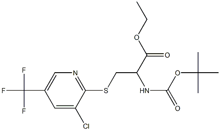 ethyl 2-[(tert-butoxycarbonyl)amino]-3-{[3-chloro-5-(trifluoromethyl)-2-pyridinyl]sulfanyl}propanoate 化学構造式