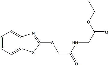 ethyl 2-{[2-(1,3-benzothiazol-2-ylthio)acetyl]amino}acetate Struktur