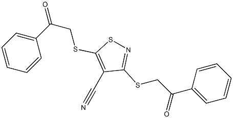 3,5-di[(2-oxo-2-phenylethyl)thio]isothiazole-4-carbonitrile,,结构式