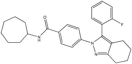 N-cycloheptyl-4-[3-(2-fluorophenyl)-4,5,6,7-tetrahydro-2H-indazol-2-yl]benzenecarboxamide Structure