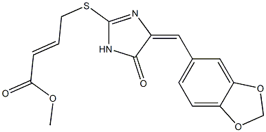 methyl (E)-4-({4-[(E)-1,3-benzodioxol-5-ylmethylidene]-5-oxo-4,5-dihydro-1H-imidazol-2-yl}sulfanyl)-2-butenoate Structure