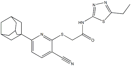 2-{[6-(1-adamantyl)-3-cyano-2-pyridinyl]sulfanyl}-N-(5-ethyl-1,3,4-thiadiazol-2-yl)acetamide|