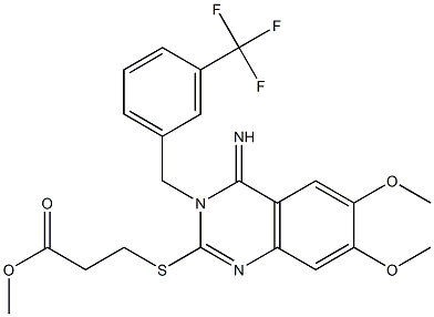 methyl 3-({4-imino-6,7-dimethoxy-3-[3-(trifluoromethyl)benzyl]-3,4-dihydro-2-quinazolinyl}sulfanyl)propanoate Structure