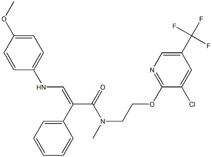 N-(2-{[3-chloro-5-(trifluoromethyl)-2-pyridinyl]oxy}ethyl)-3-(4-methoxyanilino)-N-methyl-2-phenylacrylamide 化学構造式