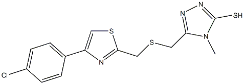 5-[({[4-(4-chlorophenyl)-1,3-thiazol-2-yl]methyl}thio)methyl]-4-methyl-4H-1,2,4-triazole-3-thiol,,结构式