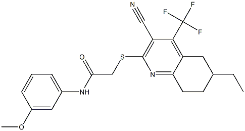 2-{[3-cyano-6-ethyl-4-(trifluoromethyl)-5,6,7,8-tetrahydro-2-quinolinyl]sulfanyl}-N-(3-methoxyphenyl)acetamide