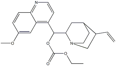 ethyl [(6-methoxy-4-quinolyl)(5-vinyl-1-azabicyclo[2.2.2]oct-2-yl)methyl] carbonate Struktur