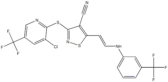 3-{[3-chloro-5-(trifluoromethyl)-2-pyridinyl]sulfanyl}-5-{2-[3-(trifluoromethyl)anilino]vinyl}-4-isothiazolecarbonitrile