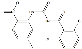 N-(2,6-dichlorobenzoyl)-N'-(2,3-dimethyl-6-nitrophenyl)urea Struktur