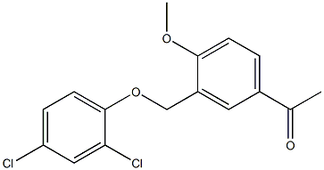 1-{3-[(2,4-dichlorophenoxy)methyl]-4-methoxyphenyl}ethan-1-one,,结构式