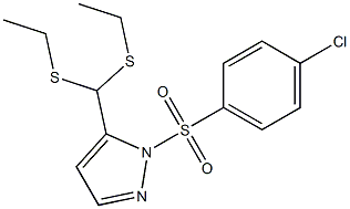 {1-[(4-chlorophenyl)sulfonyl]-1H-pyrazol-5-yl}(ethylsulfanyl)methyl ethyl sulfide Structure