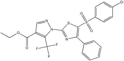 ethyl 1-{5-[(4-chlorophenyl)sulfonyl]-4-phenyl-1,3-thiazol-2-yl}-5-(trifluoromethyl)-1H-pyrazole-4-carboxylate Structure