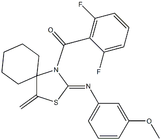 (2,6-difluorophenyl){2-[(3-methoxyphenyl)imino]-4-methylidene-3-thia-1-azaspiro[4.5]dec-1-yl}methanone Structure