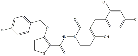 N-[3-(2,4-dichlorobenzyl)-4-hydroxy-2-oxo-1(2H)-pyridinyl]-3-[(4-fluorobenzyl)oxy]-2-thiophenecarboxamide Struktur