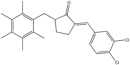 2-(3,4-dichlorobenzylidene)-5-(2,3,4,5,6-pentamethylbenzyl)cyclopentan-1-on e Structure