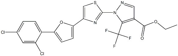  ethyl 1-{4-[5-(2,4-dichlorophenyl)-2-furyl]-1,3-thiazol-2-yl}-5-(trifluoromethyl)-1H-pyrazole-4-carboxylate