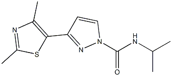 N1-isopropyl-3-(2,4-dimethyl-1,3-thiazol-5-yl)-1H-pyrazole-1-carboxamide,,结构式
