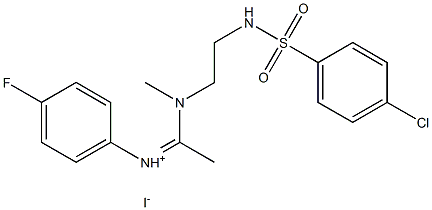 N-{(Z)-1-[(2-{[(4-chlorophenyl)sulfonyl]amino}ethyl)(methyl)amino]ethylidene}-4-fluorobenzenaminium iodide Structure