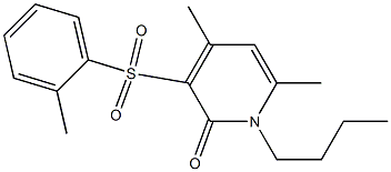 1-butyl-4,6-dimethyl-3-[(2-methylphenyl)sulfonyl]-2(1H)-pyridinone,,结构式