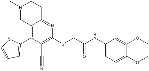 2-{[3-cyano-6-methyl-4-(2-thienyl)-5,6,7,8-tetrahydro[1,6]naphthyridin-2-yl]sulfanyl}-N-(3,4-dimethoxyphenyl)acetamide|