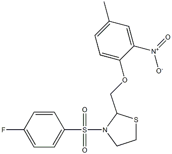 3-[(4-fluorophenyl)sulfonyl]-2-[(4-methyl-2-nitrophenoxy)methyl]-1,3-thiazolane Structure