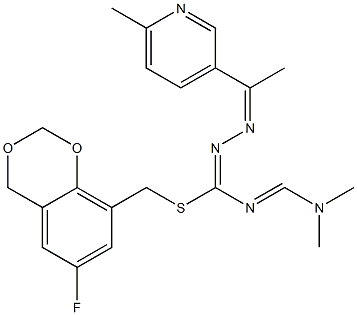 (6-fluoro-4H-1,3-benzodioxin-8-yl)methyl N-[1-(6-methyl-3-pyridyl)ethylidene]-{[(dimethylamino)methylidene]amino}methanehydrazonothioate|