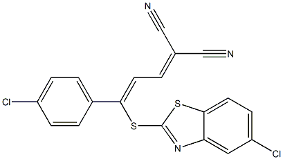  2-[3-[(5-chloro-1,3-benzothiazol-2-yl)thio]-3-(4-chlorophenyl)prop-2-enylidene]malononitrile