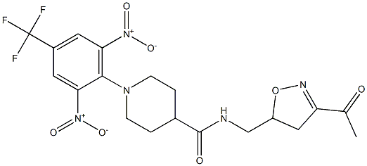 N-[(3-acetyl-4,5-dihydro-5-isoxazolyl)methyl]-1-[2,6-dinitro-4-(trifluoromethyl)phenyl]-4-piperidinecarboxamide,,结构式