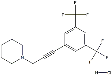 1-{3-[3,5-di(trifluoromethyl)phenyl]prop-2-ynyl}piperidine hydrochloride,,结构式