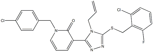 3-{4-allyl-5-[(2-chloro-6-fluorobenzyl)sulfanyl]-4H-1,2,4-triazol-3-yl}-1-(4-chlorobenzyl)-2(1H)-pyridinone Struktur