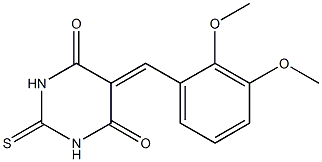 5-(2,3-dimethoxybenzylidene)-2-thioxohexahydropyrimidine-4,6-dione,,结构式