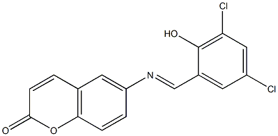 6-[(3,5-dichloro-2-hydroxybenzylidene)amino]-2H-chromen-2-one 化学構造式