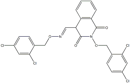 2-[(2,4-dichlorobenzyl)oxy]-1,3-dioxo-1,2,3,4-tetrahydro-4-isoquinolinecarbaldehyde O-(2,4-dichlorobenzyl)oxime,,结构式