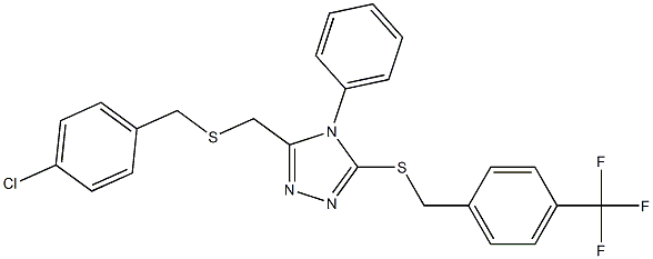 4-chlorobenzyl (4-phenyl-5-{[4-(trifluoromethyl)benzyl]sulfanyl}-4H-1,2,4-triazol-3-yl)methyl sulfide 结构式