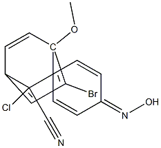 2-(5-bromo-2-chloro-4-hydroxyiminocyclohexa-2,5-dienyliden)-2-(4-methoxyphenyl)acetonitrile 化学構造式