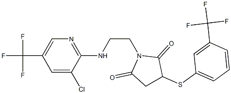 1-(2-{[3-chloro-5-(trifluoromethyl)-2-pyridinyl]amino}ethyl)-3-{[3-(trifluoromethyl)phenyl]sulfanyl}dihydro-1H-pyrrole-2,5-dione,,结构式